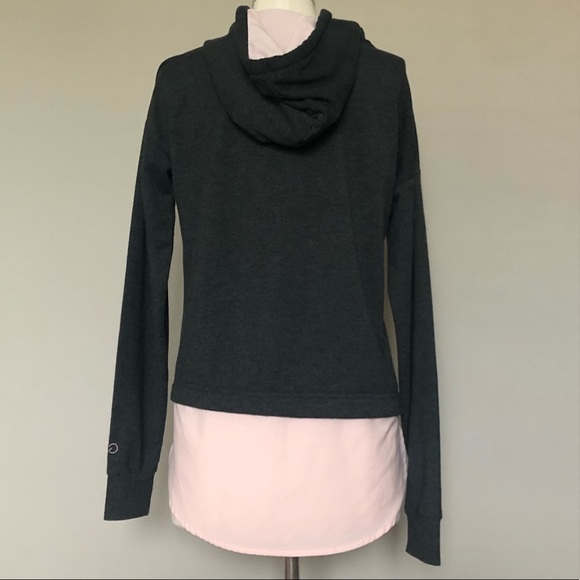 CALIA Drop Tail Mixed Media Gray & Pink Hoodie, Sm - Picture 8 of 10
